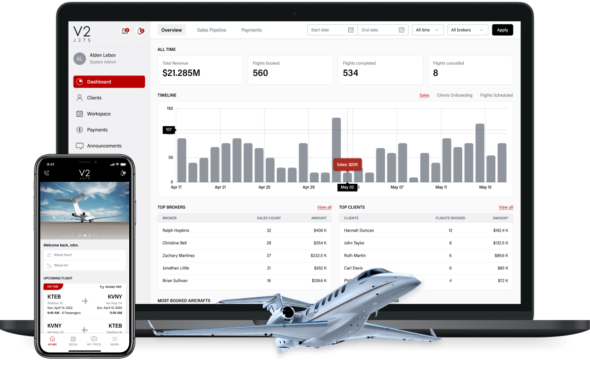 charter flights booking mobile application