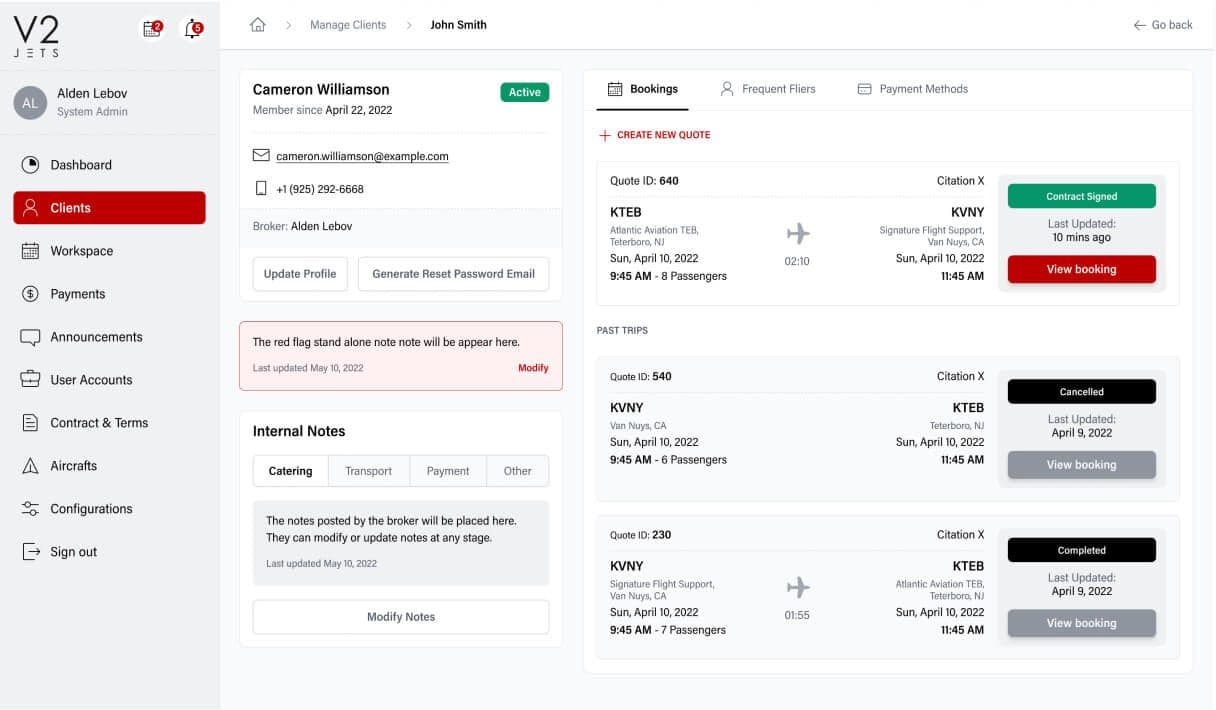 Private Jets Booking System